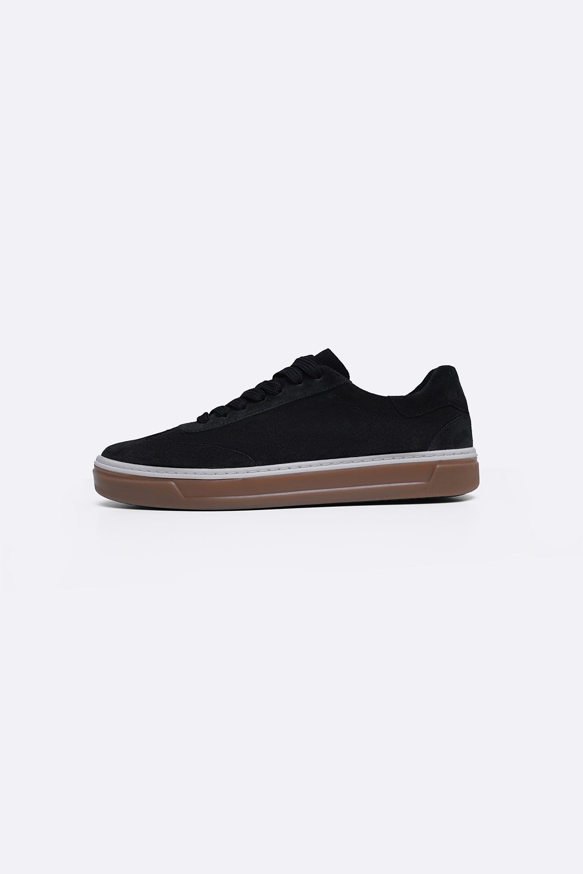 BLACK LACE-UP LEATHER SNEAKERS