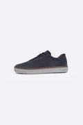 GREY LACE-UP LEATHER SNEAKERS