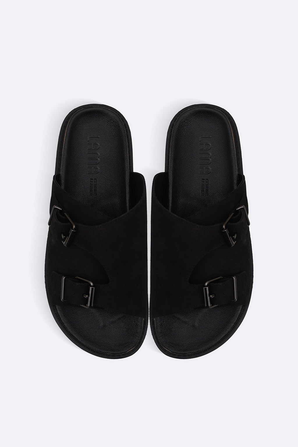 BLACK VANTA LEATHER SLIDES