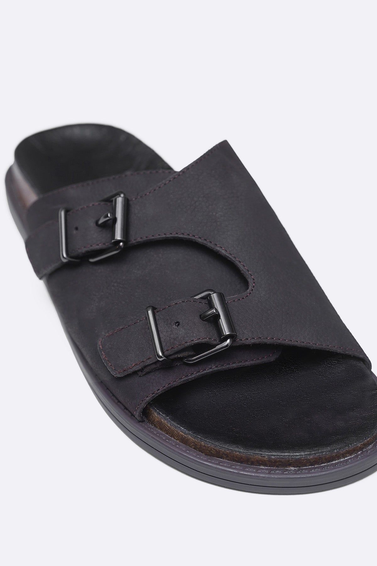 COFFEE VANTA LEATHER SLIDES