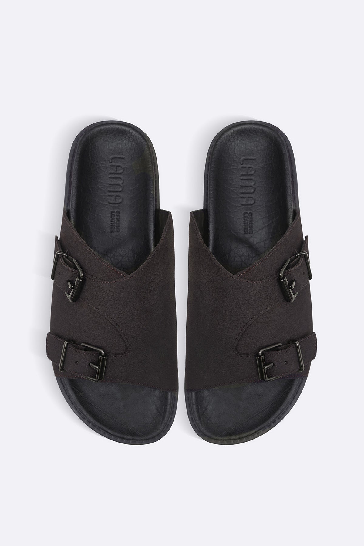 COFFEE VANTA LEATHER SLIDES