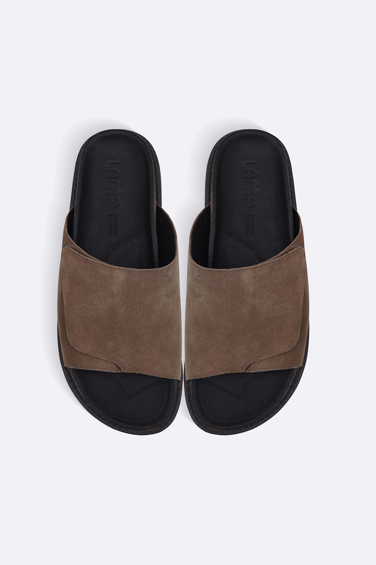 TAUPE MONO SUEDE SLIDES