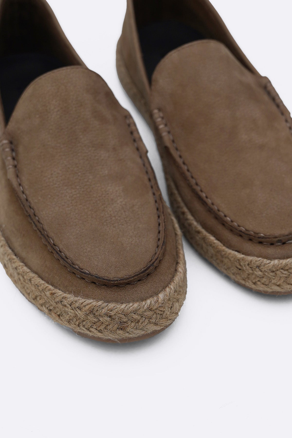 TAUPE LEATHER SUMMER ESPADRILLES