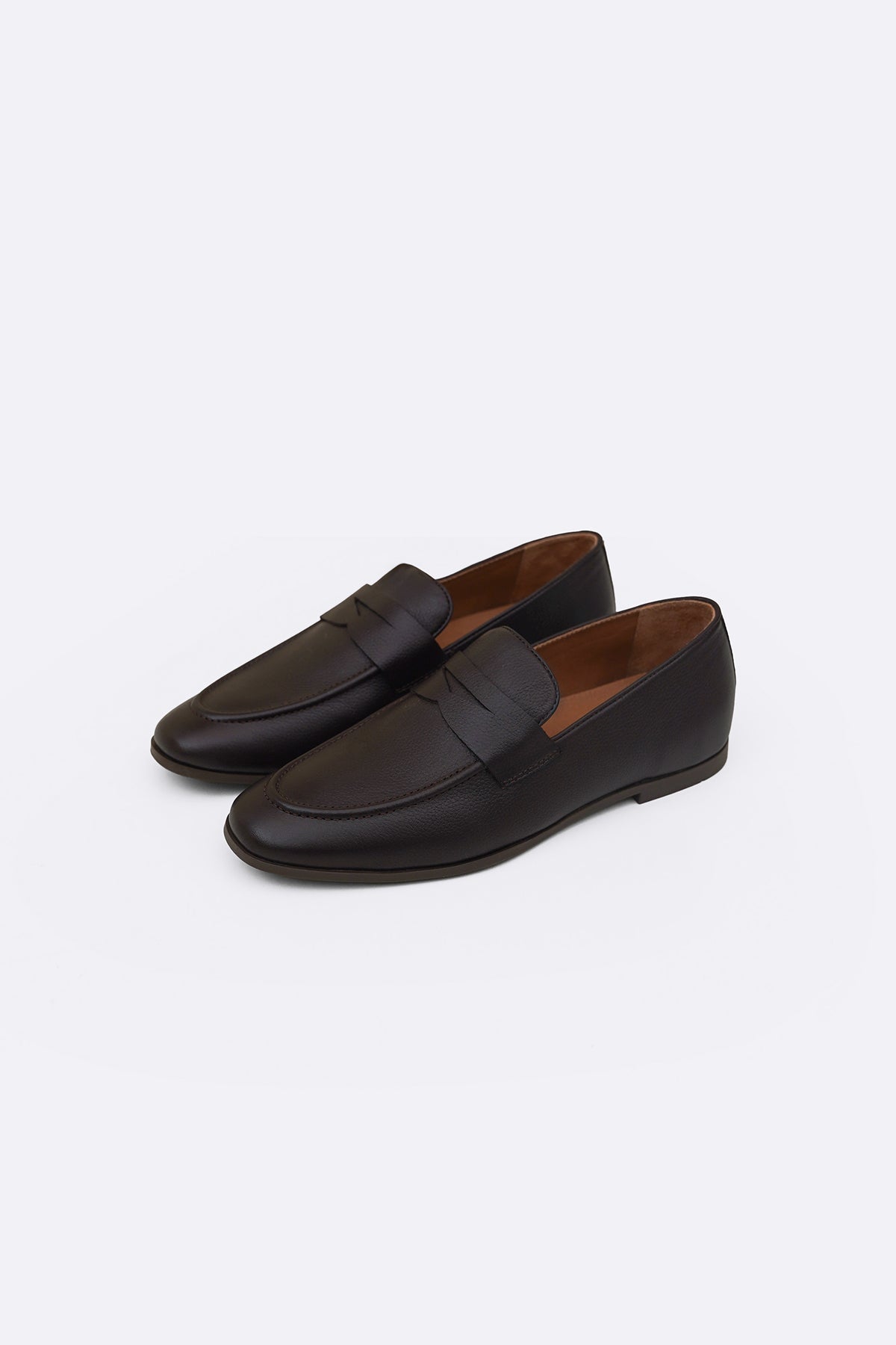 DARK BROWN LEATHER PENNY LOAFERS