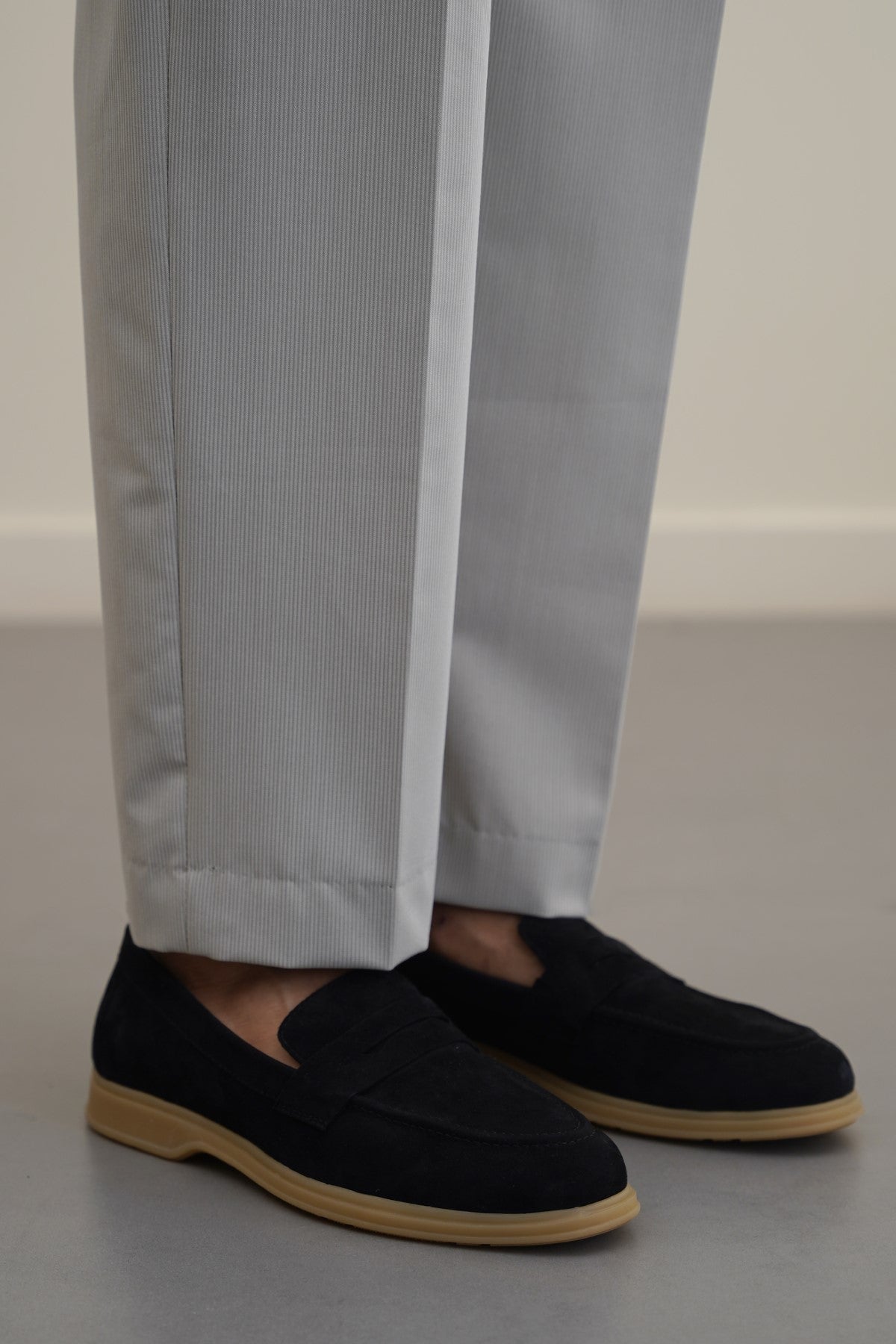BLACK GOAT SUEDE PENNY LOAFERS
