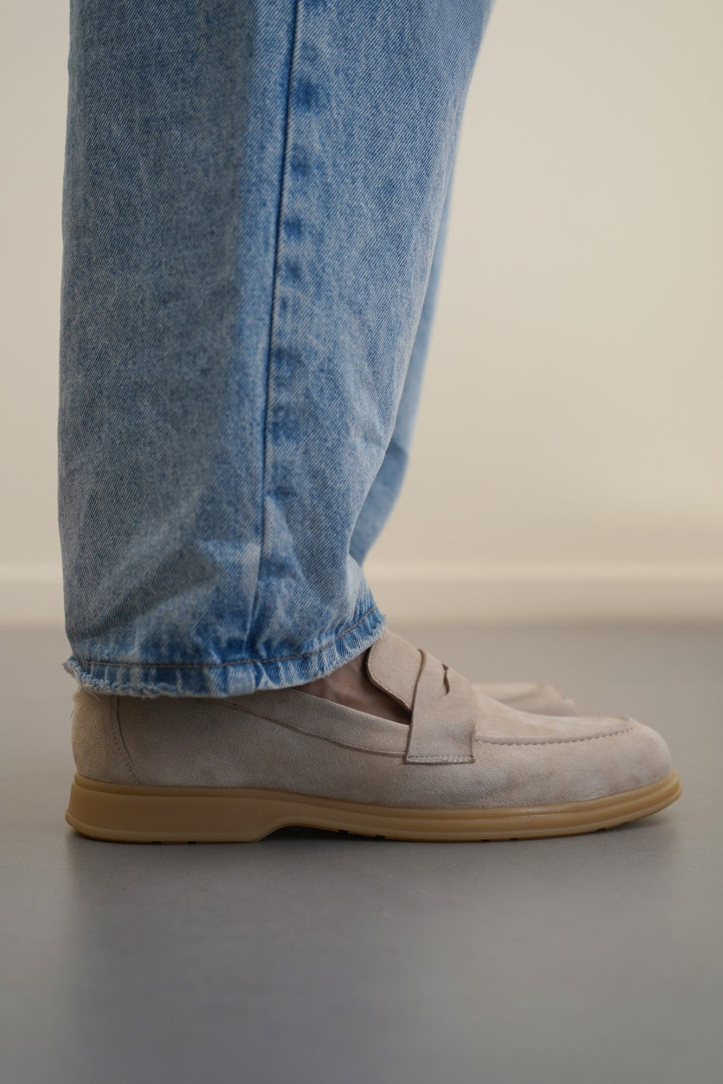 SAND GOAT SUEDE PENNY LOAFERS