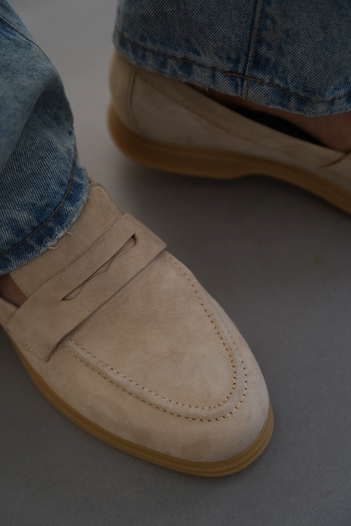 SAND GOAT SUEDE PENNY LOAFERS