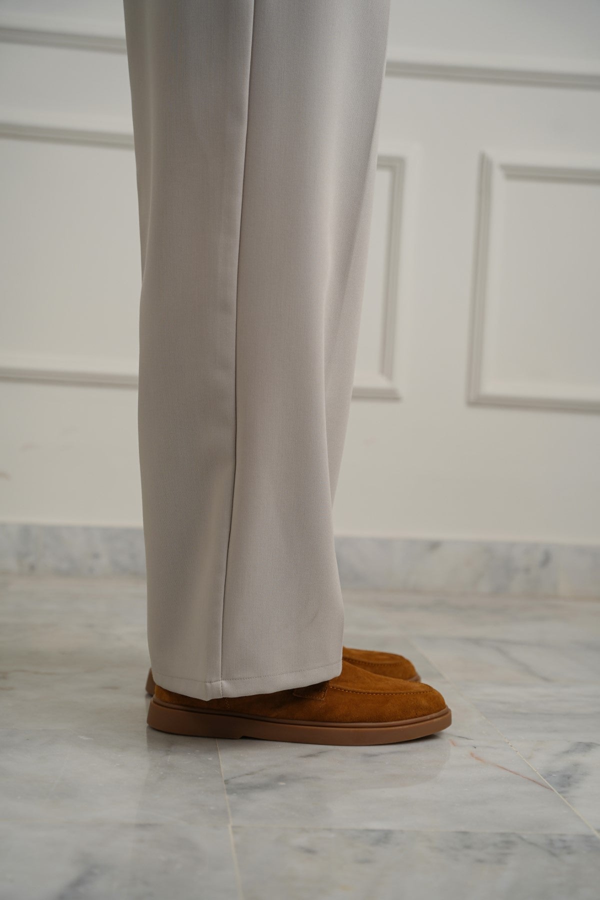 TAUPE SUEDE PENNY LOAFERS