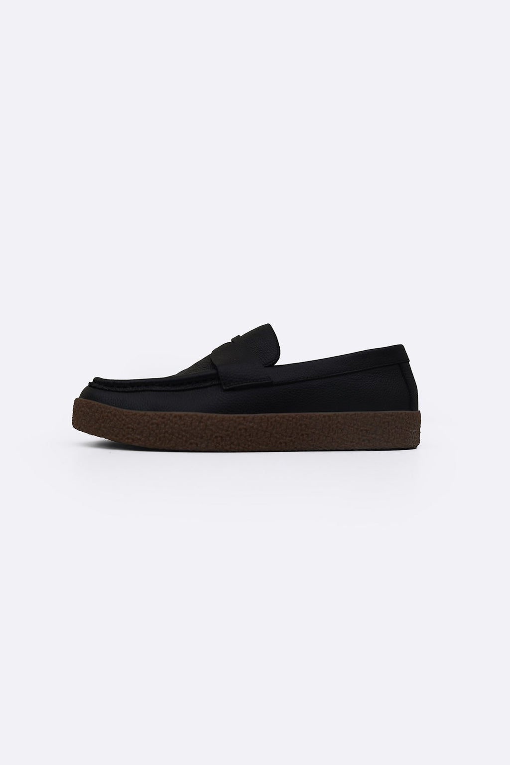 BLACK MILLED LEATHER PENNY LOAFERS
