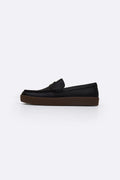 DARK BROWN MILLED LEATHER PENNY LOAFERS