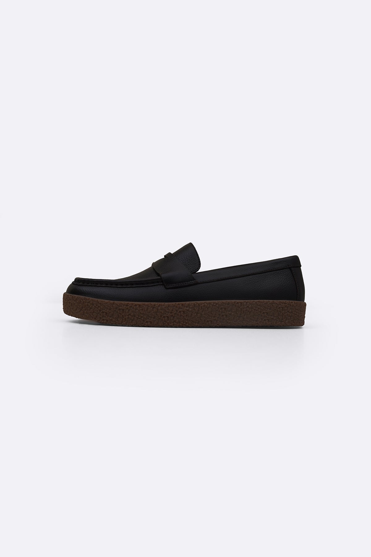 DARK BROWN MILLED LEATHER PENNY LOAFERS