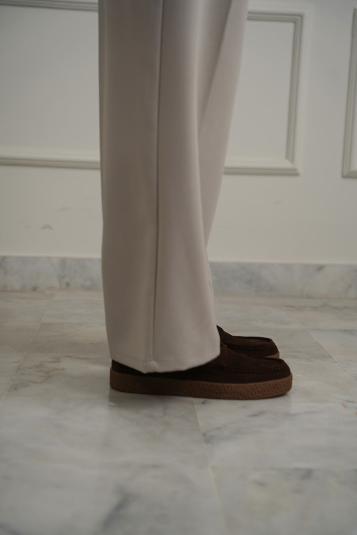 DARK BROWN SUEDE PENNY FLATS