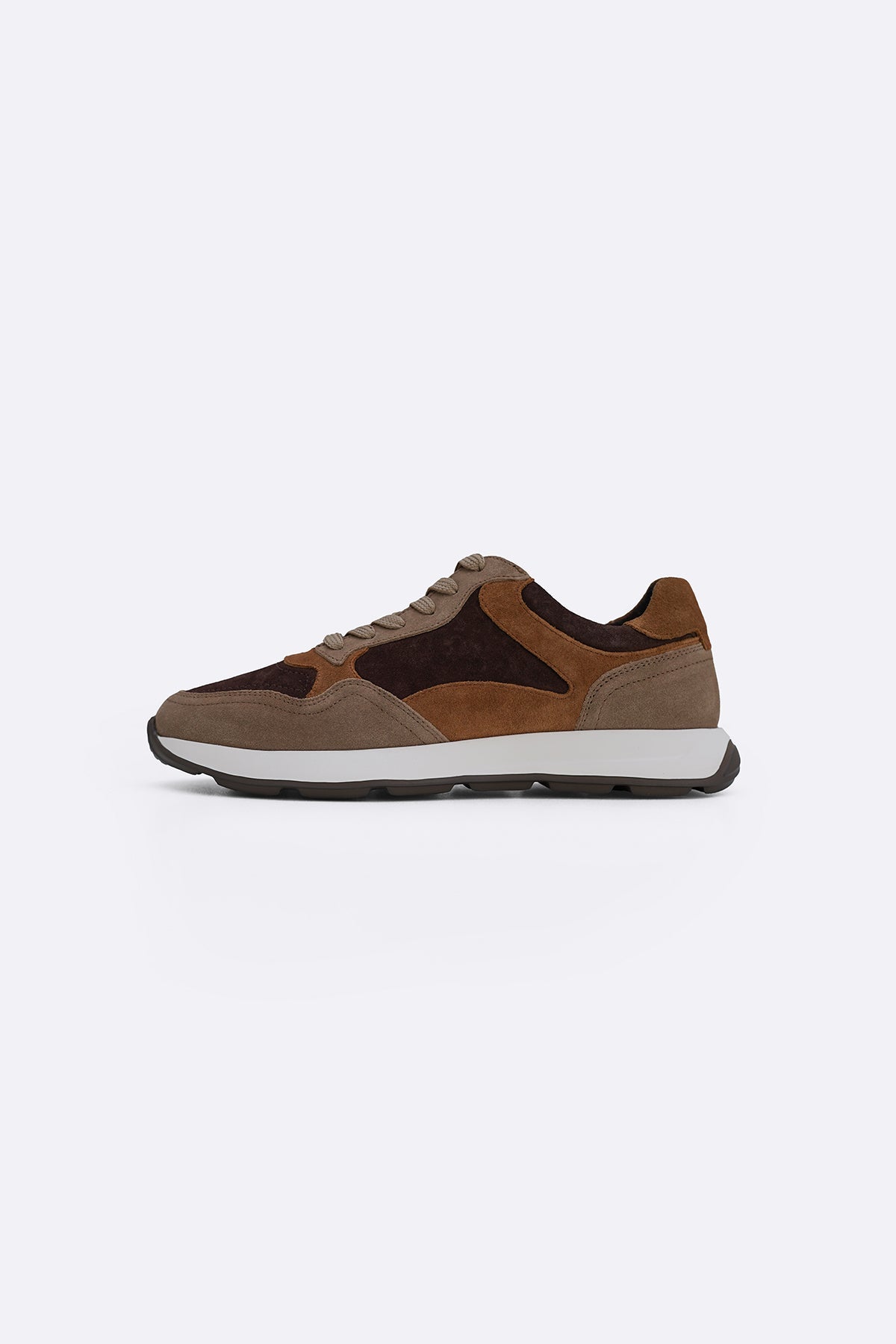 BROWN MULTI PANEL SUEDE SNEAKERS