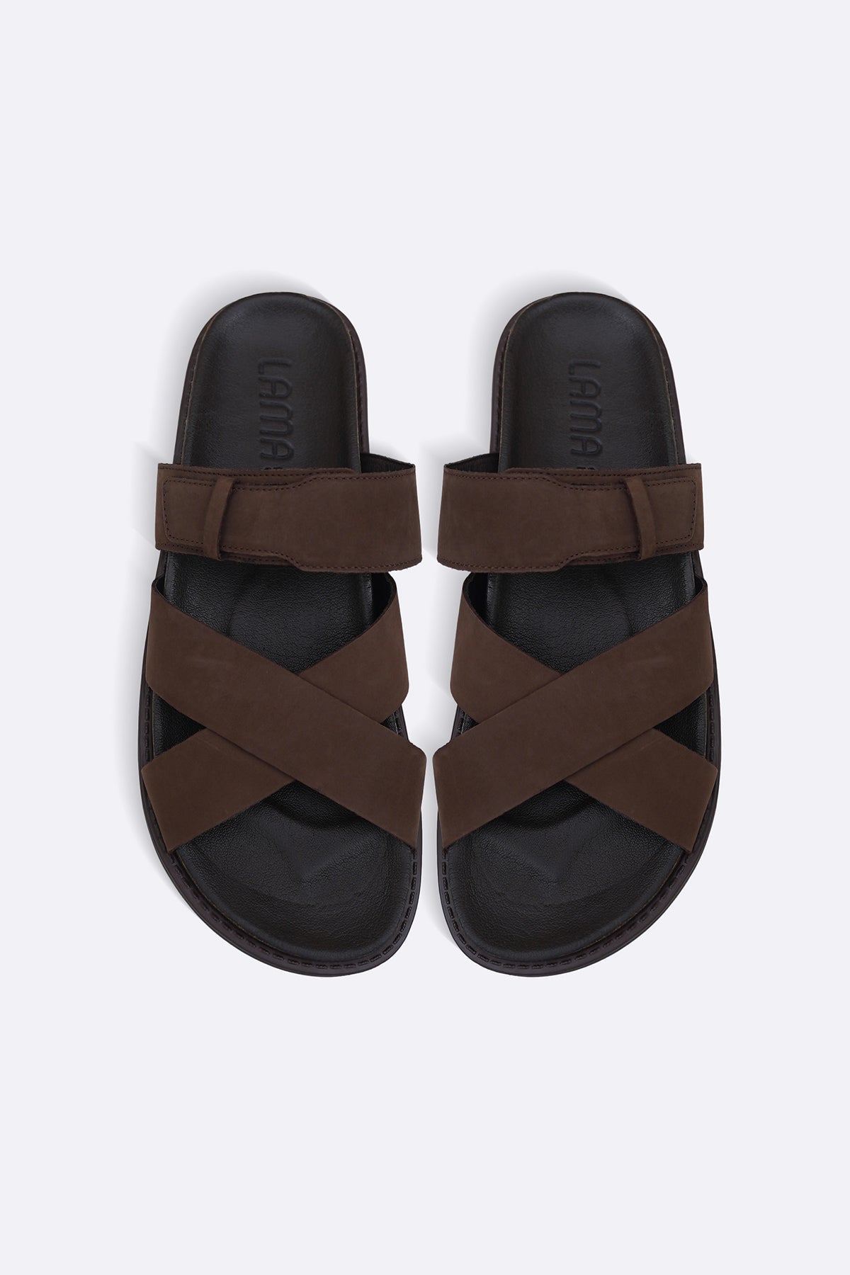 DARK BROWN STRAPPY CASUAL SLIDES