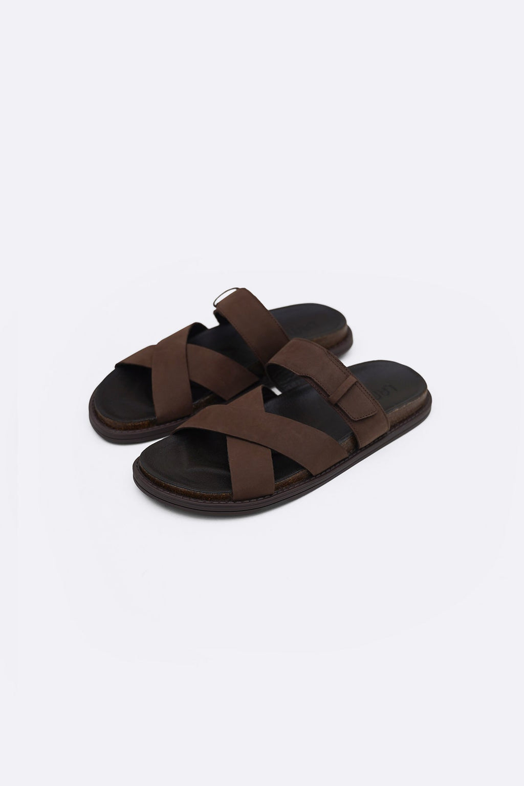 DARK BROWN STRAPPY CASUAL SLIDES