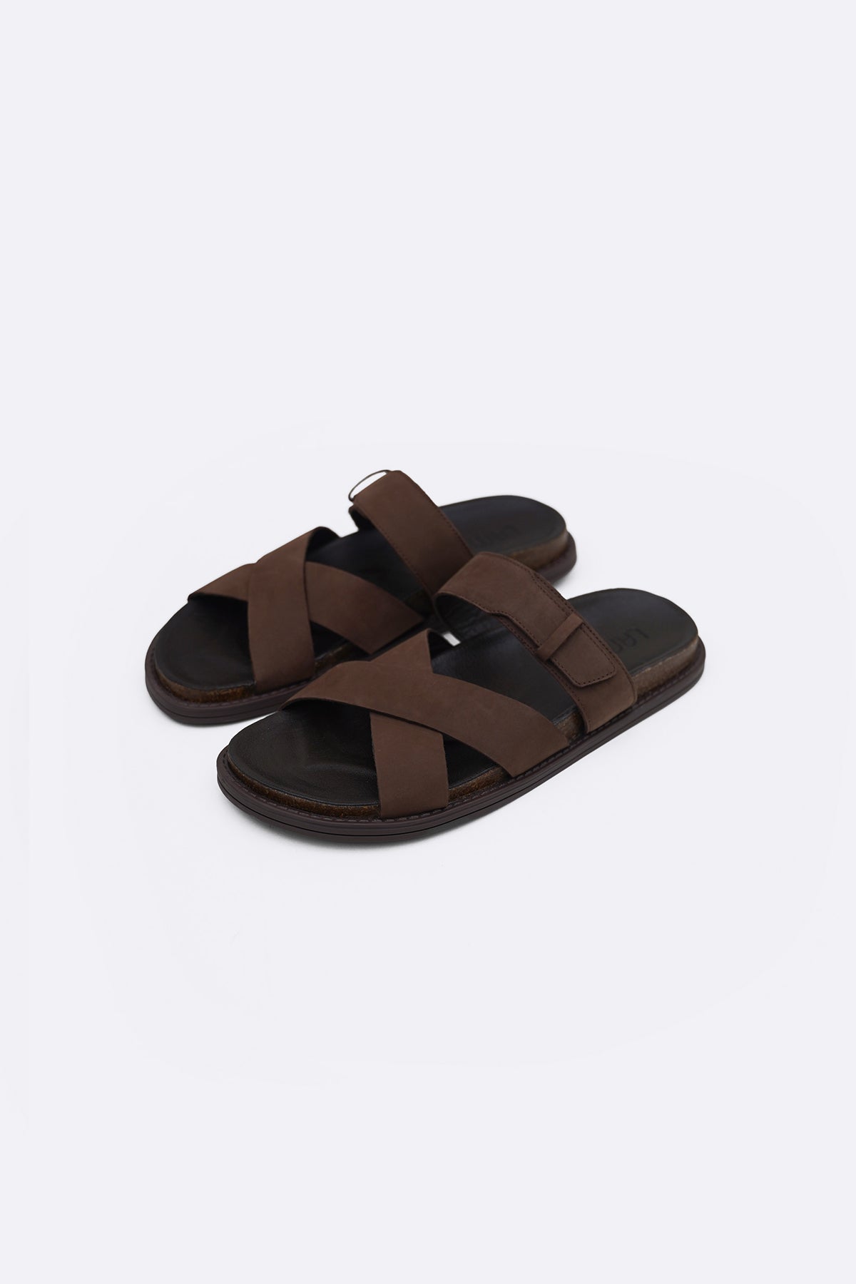 DARK BROWN STRAPPY CASUAL SLIDES