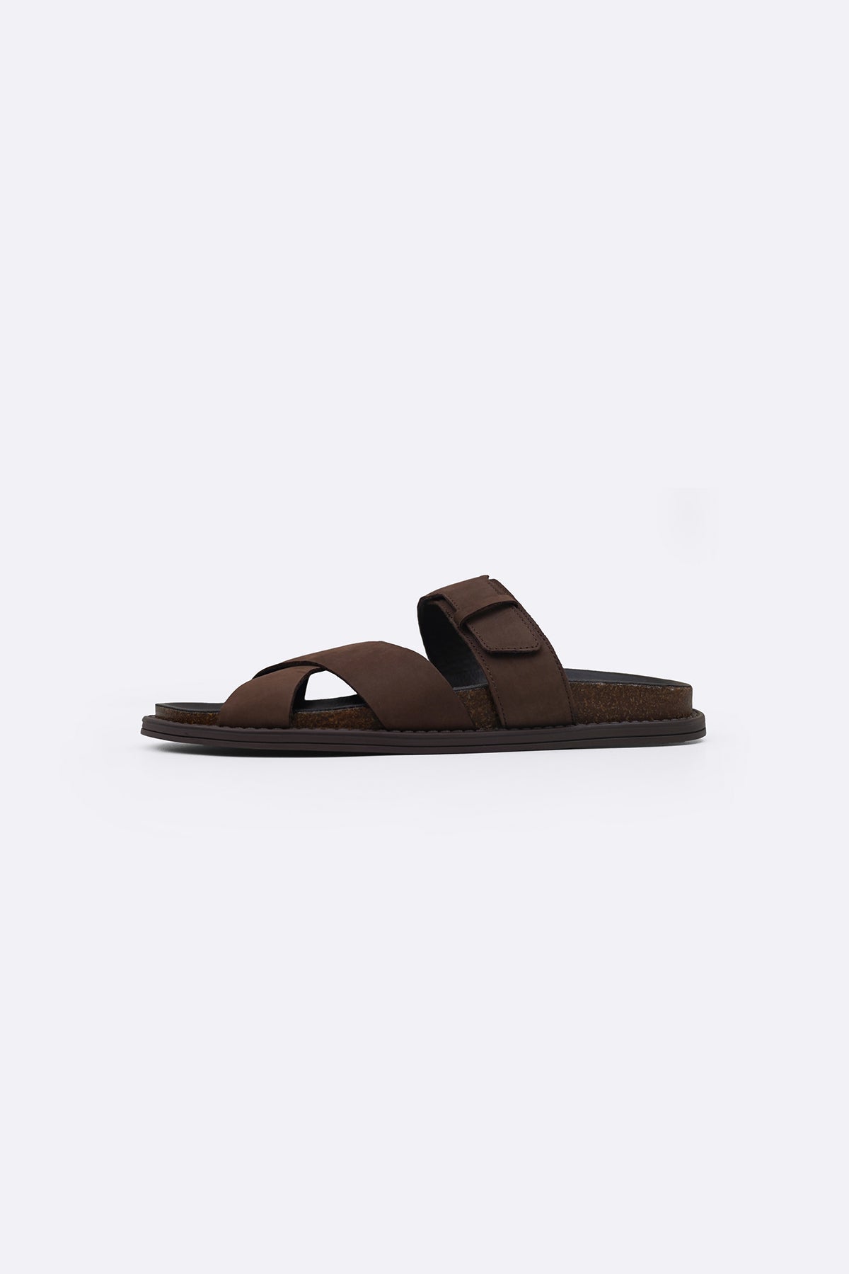 DARK BROWN STRAPPY CASUAL SLIDES