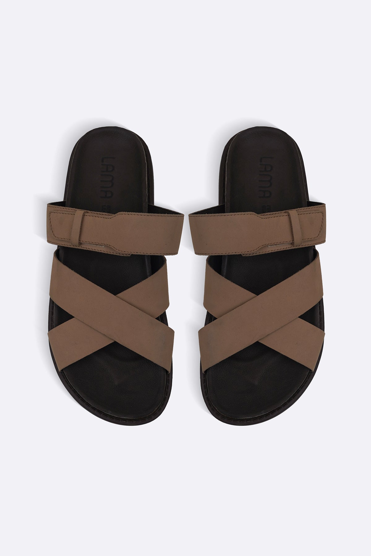 TAUPE STRAPPY CASUAL SLIDES