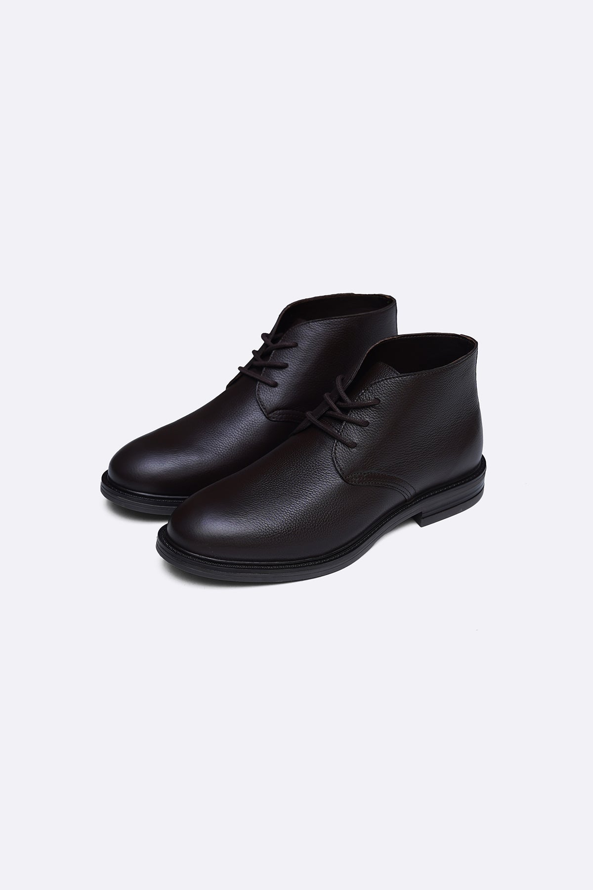 DARK BROWN LACE UP LEATHER CHUKKA BOOT