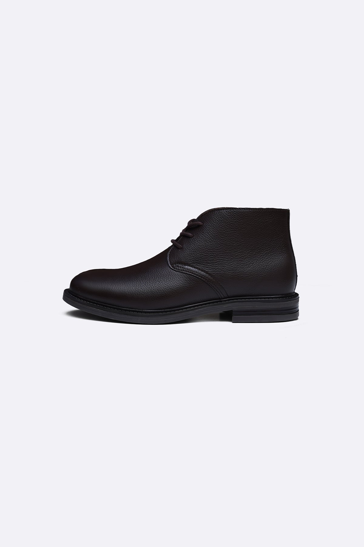 DARK BROWN LACE UP LEATHER CHUKKA BOOT