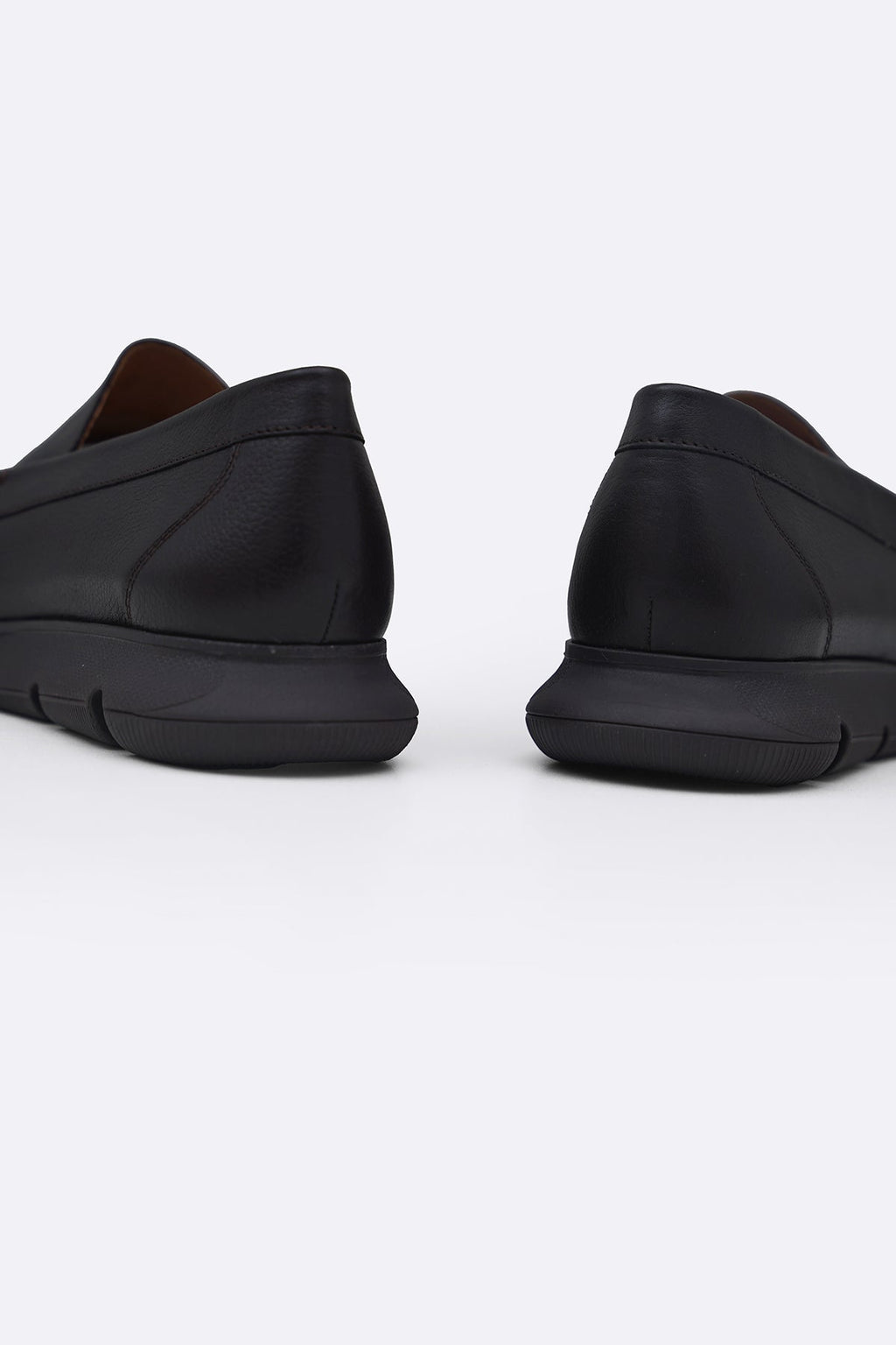 BLACK AIR-SOLE LEATHER LOAFERS