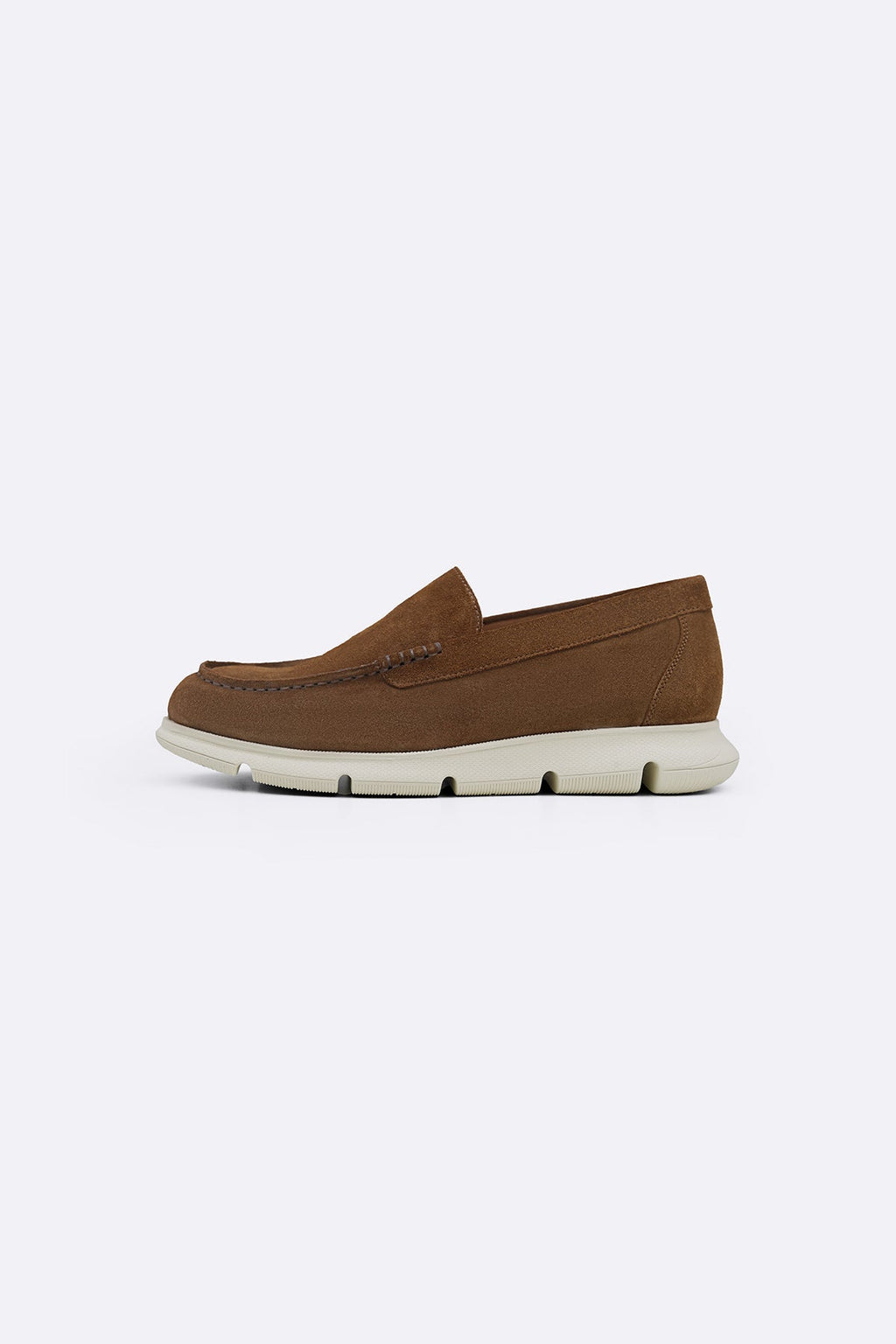 BROWN AIR-SOLE SUEDE LOAFERS