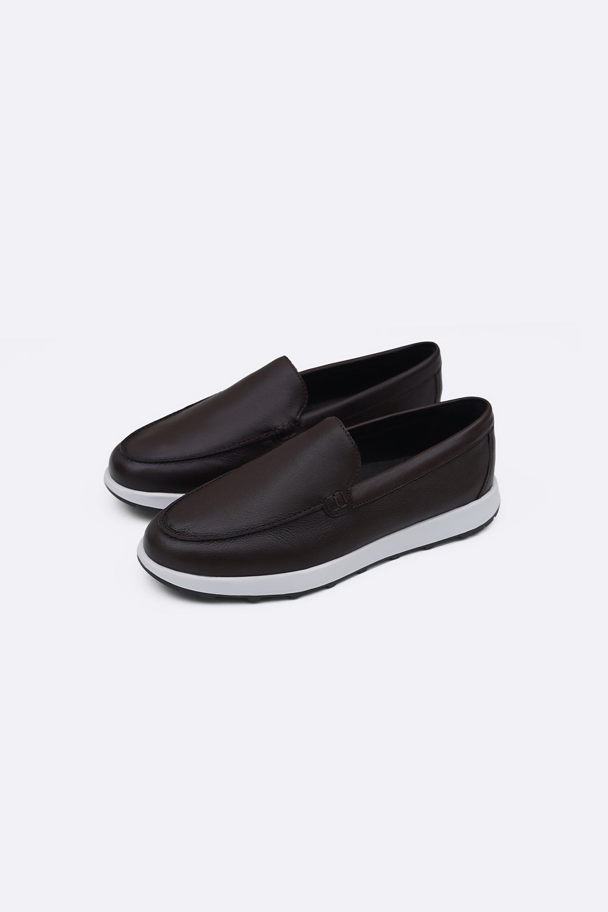 COFFEE AIR LEATHER LOAFERS