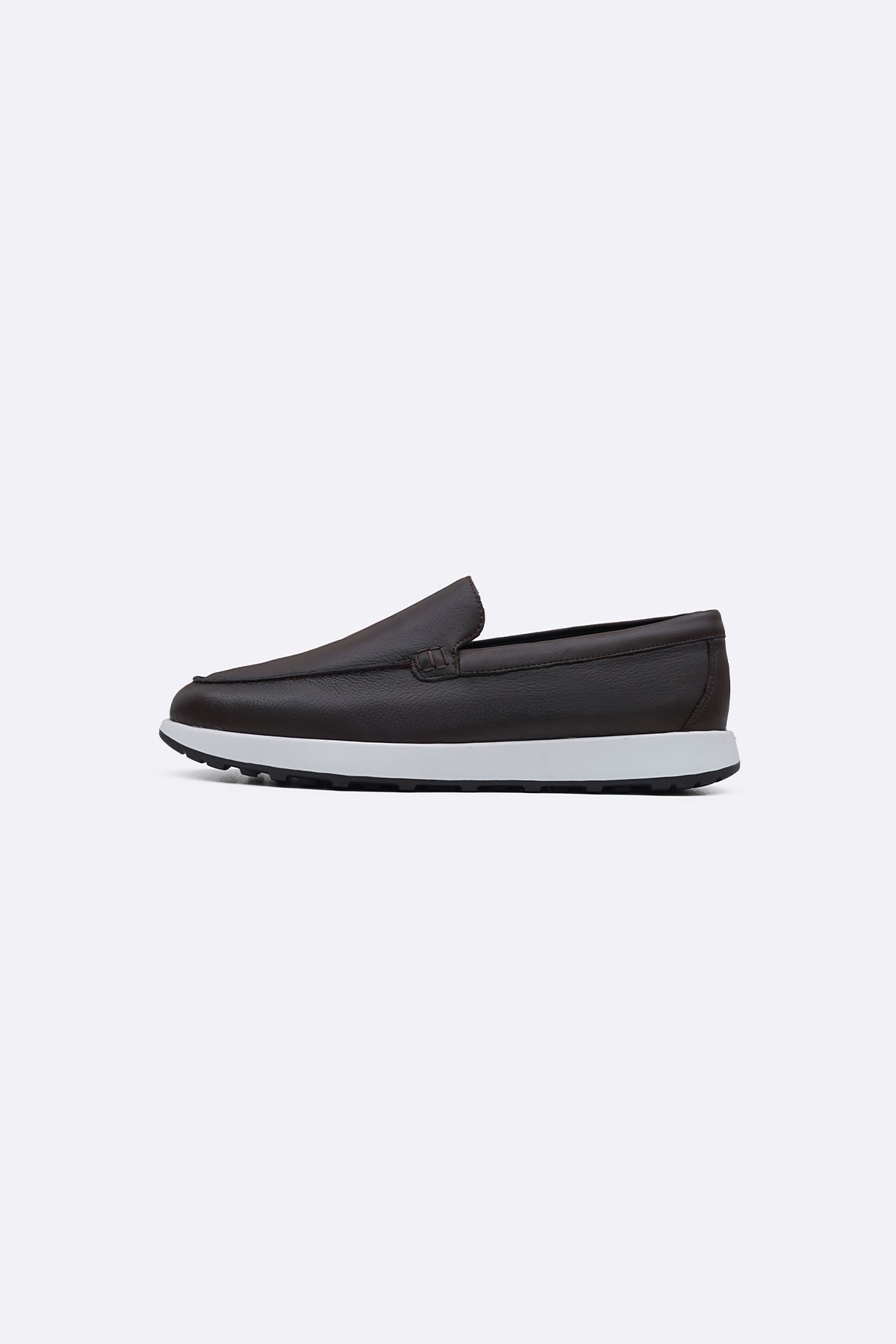 COFFEE AIR LEATHER LOAFERS