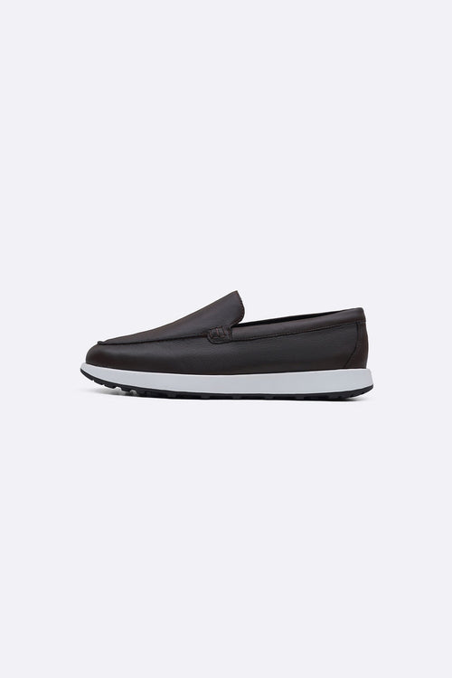 COFFEE AIR LEATHER LOAFERS