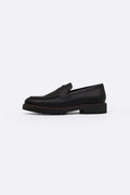 BLACK CHUNKY LEATHER LOAFERS