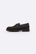 COFFEE CHUNKY LEATHER LOAFERS