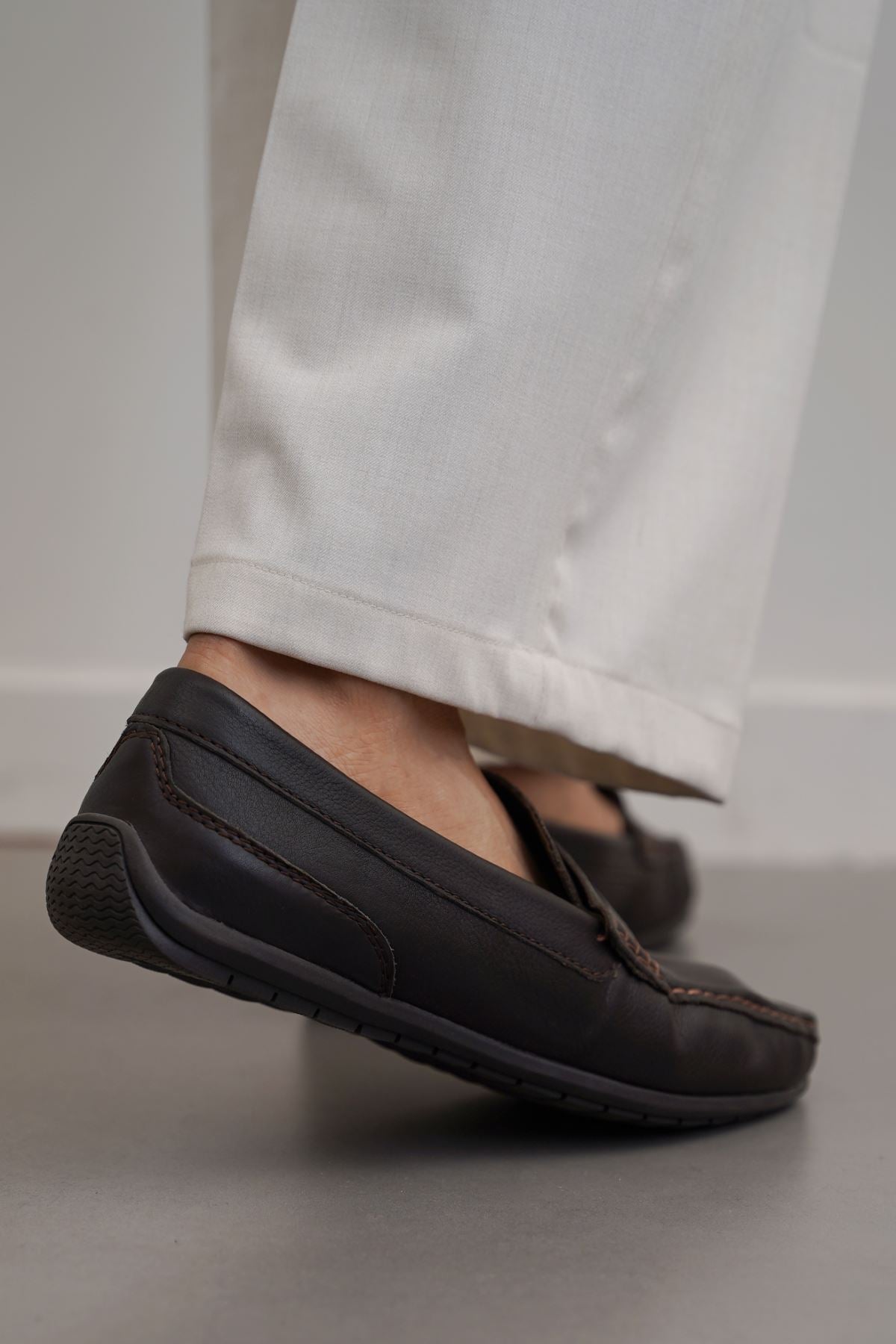 DARK BROWN COMFORT REAL LEATHER MOCCASIN