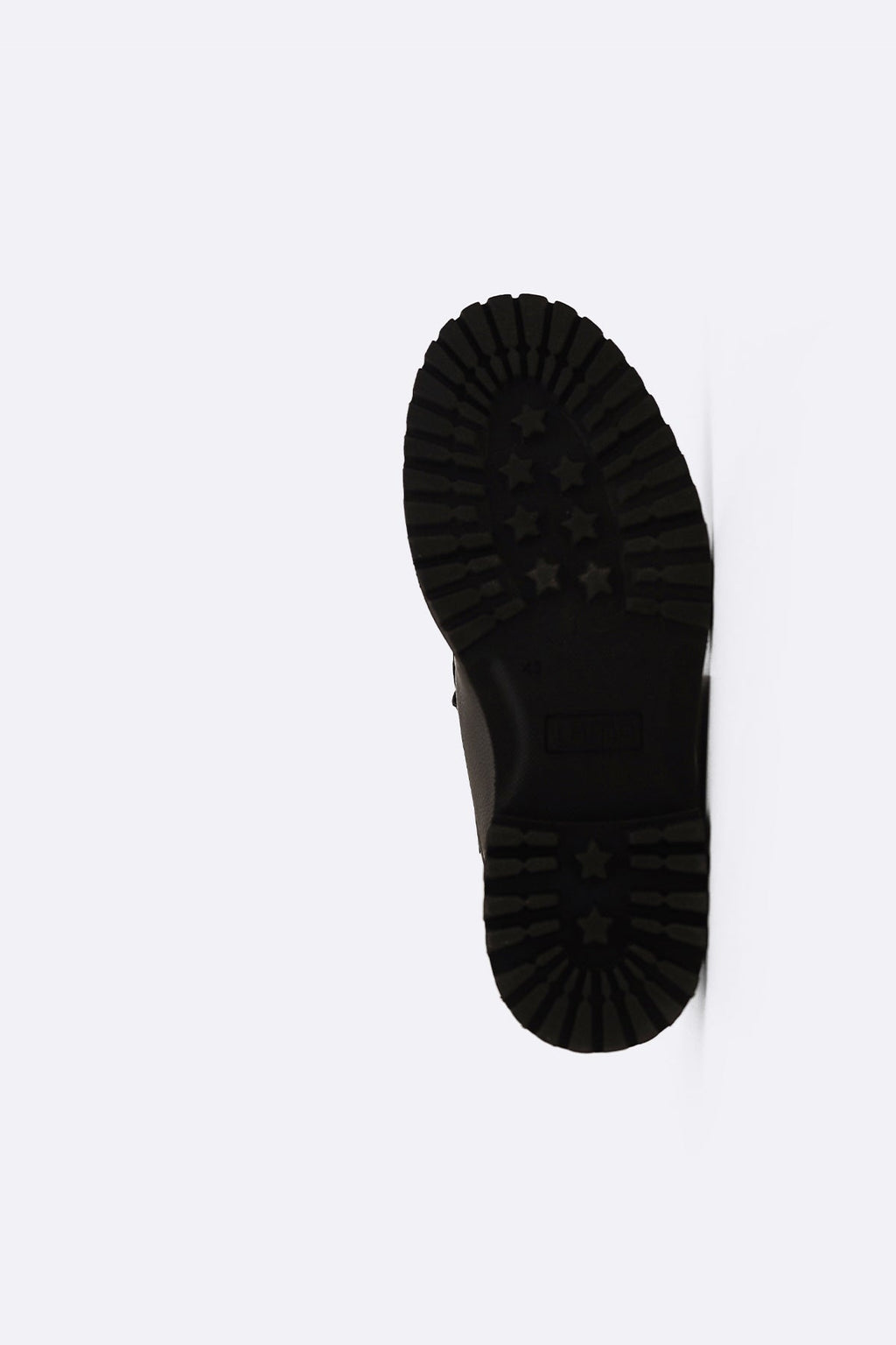BLACK LEATHER MOC-TOE SHOES