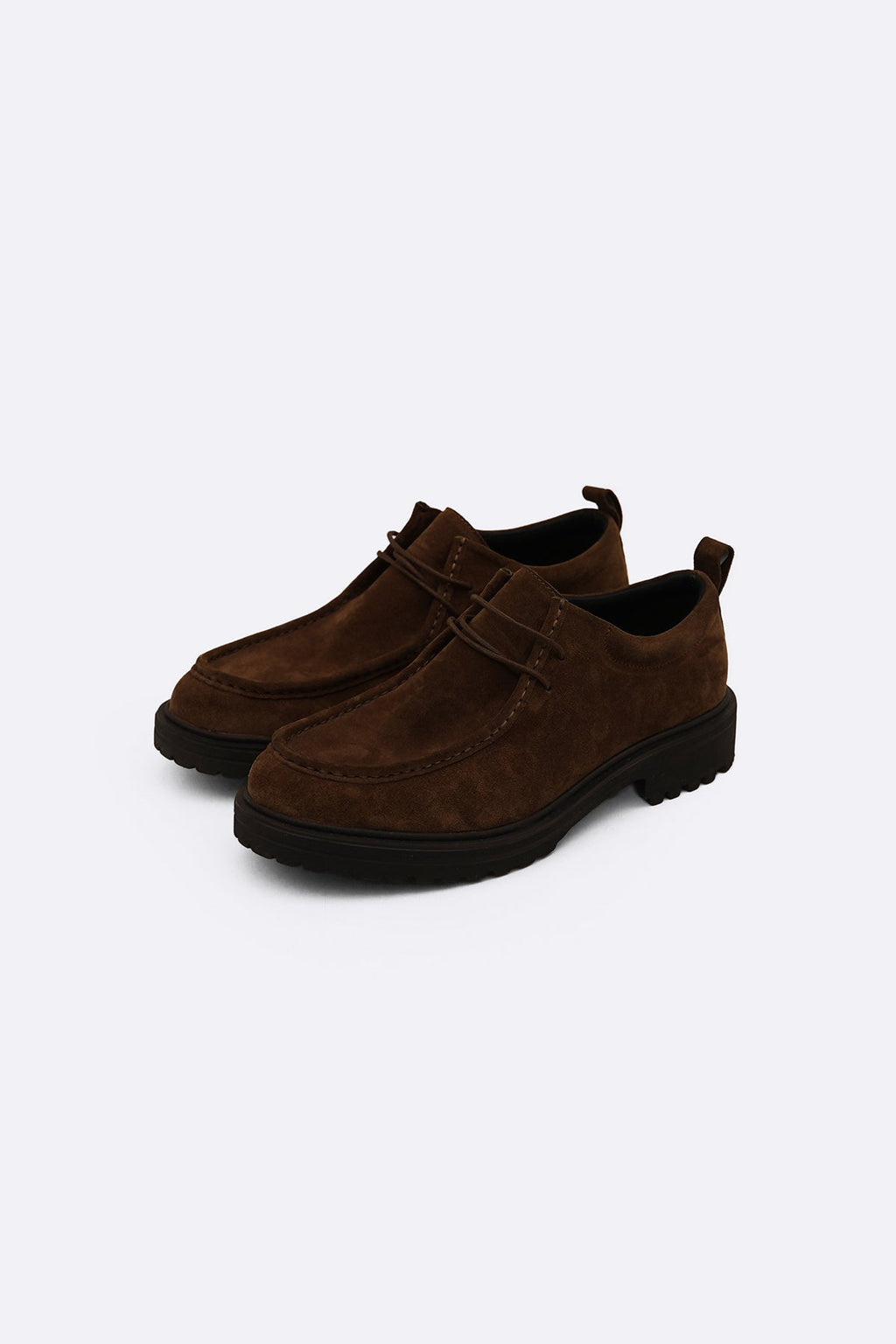 DARK BROWN LEATHER MOC-TOE SHOES