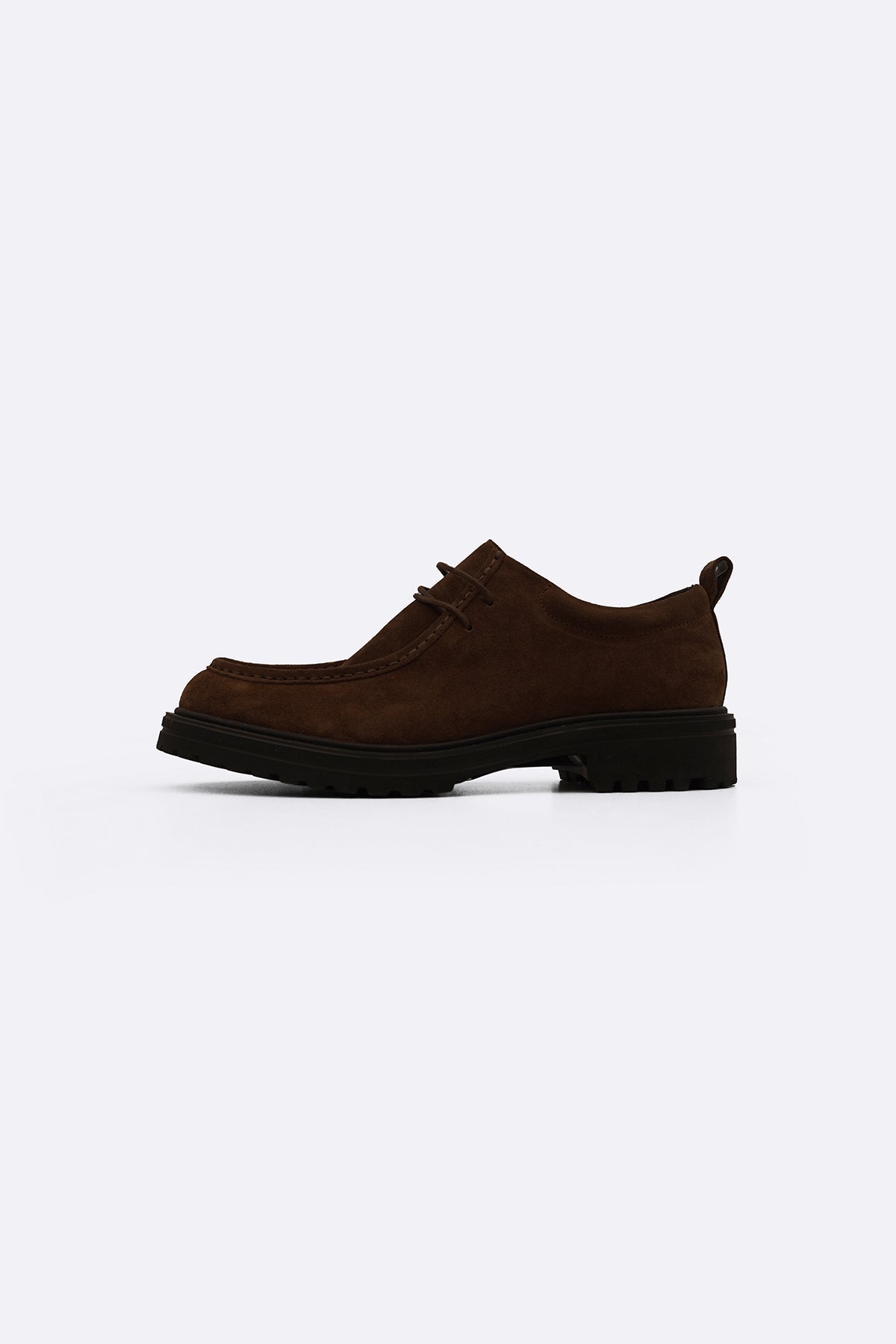 DARK BROWN LEATHER MOC-TOE SHOES