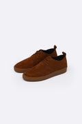 BROWN LOW-TOP LEATHER SNEAKERS