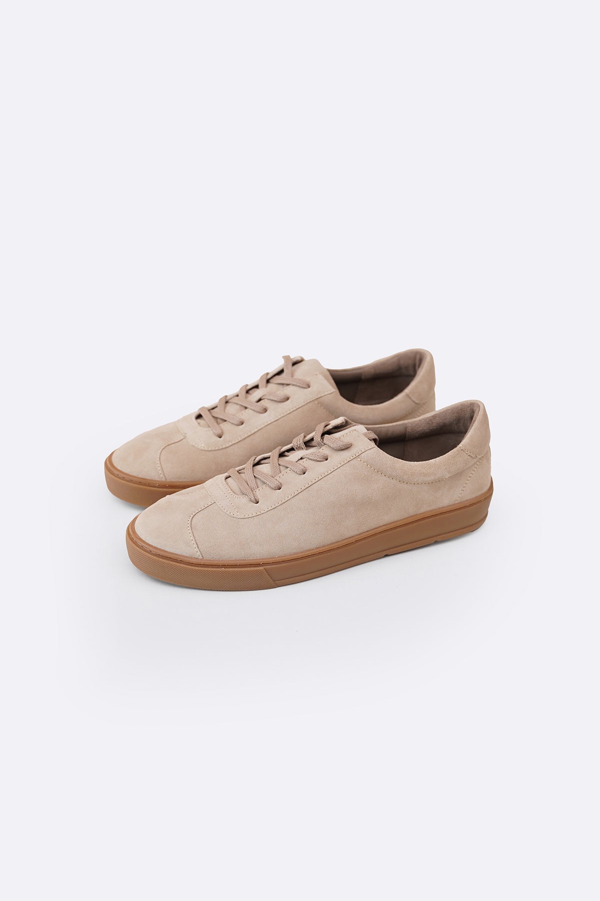 SAND LOW-TOP LEATHER SNEAKERS