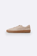 SAND LOW-TOP LEATHER SNEAKERS