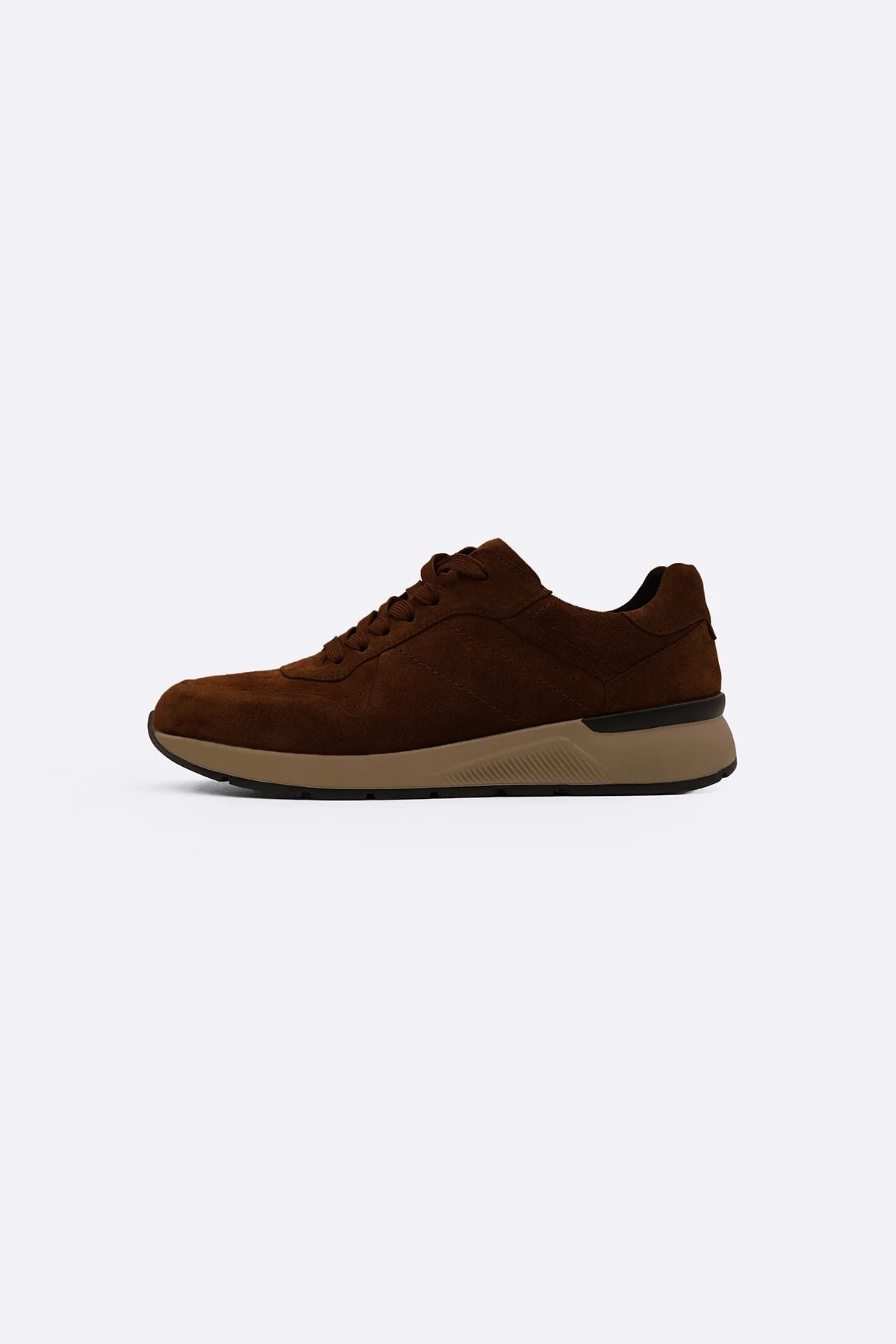 COFFEE LACE-UP LEATHER SNEAKERS