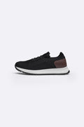 BLACK LACE-UP KNIT SNEAKERS