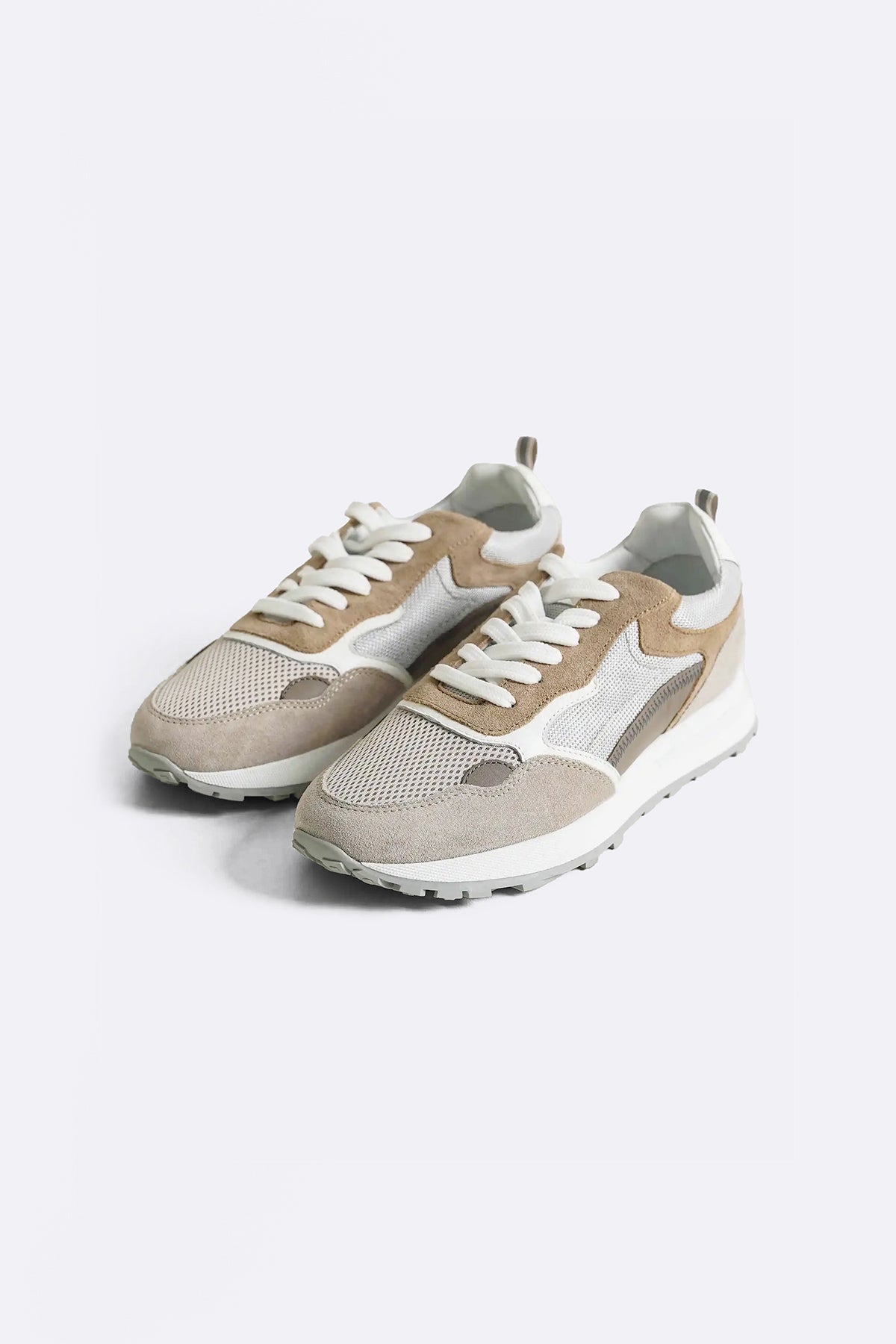 KHAKI COLORBLOCK LEATHER SNEAKERS
