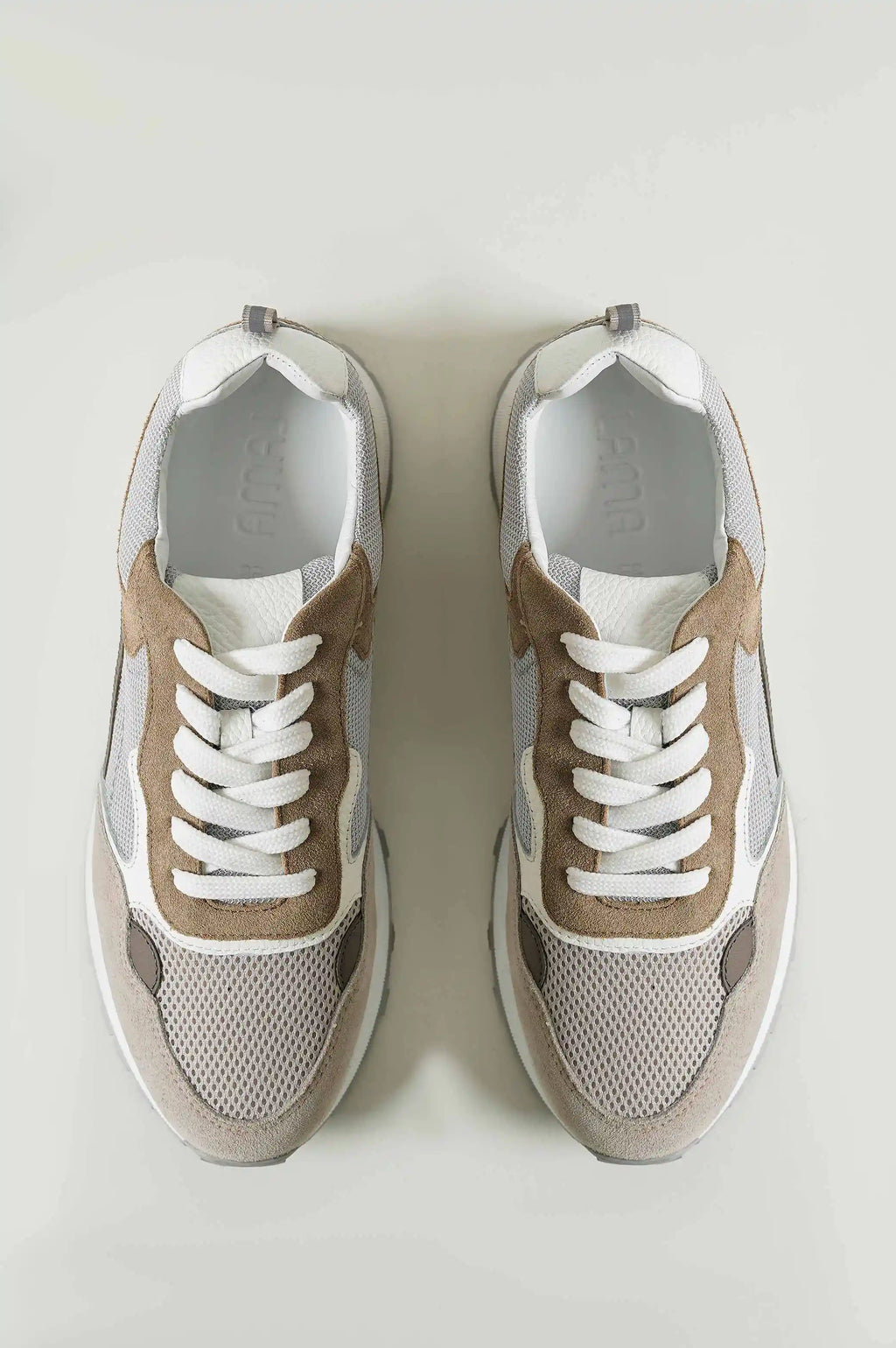 KHAKI COLORBLOCK LEATHER SNEAKERS