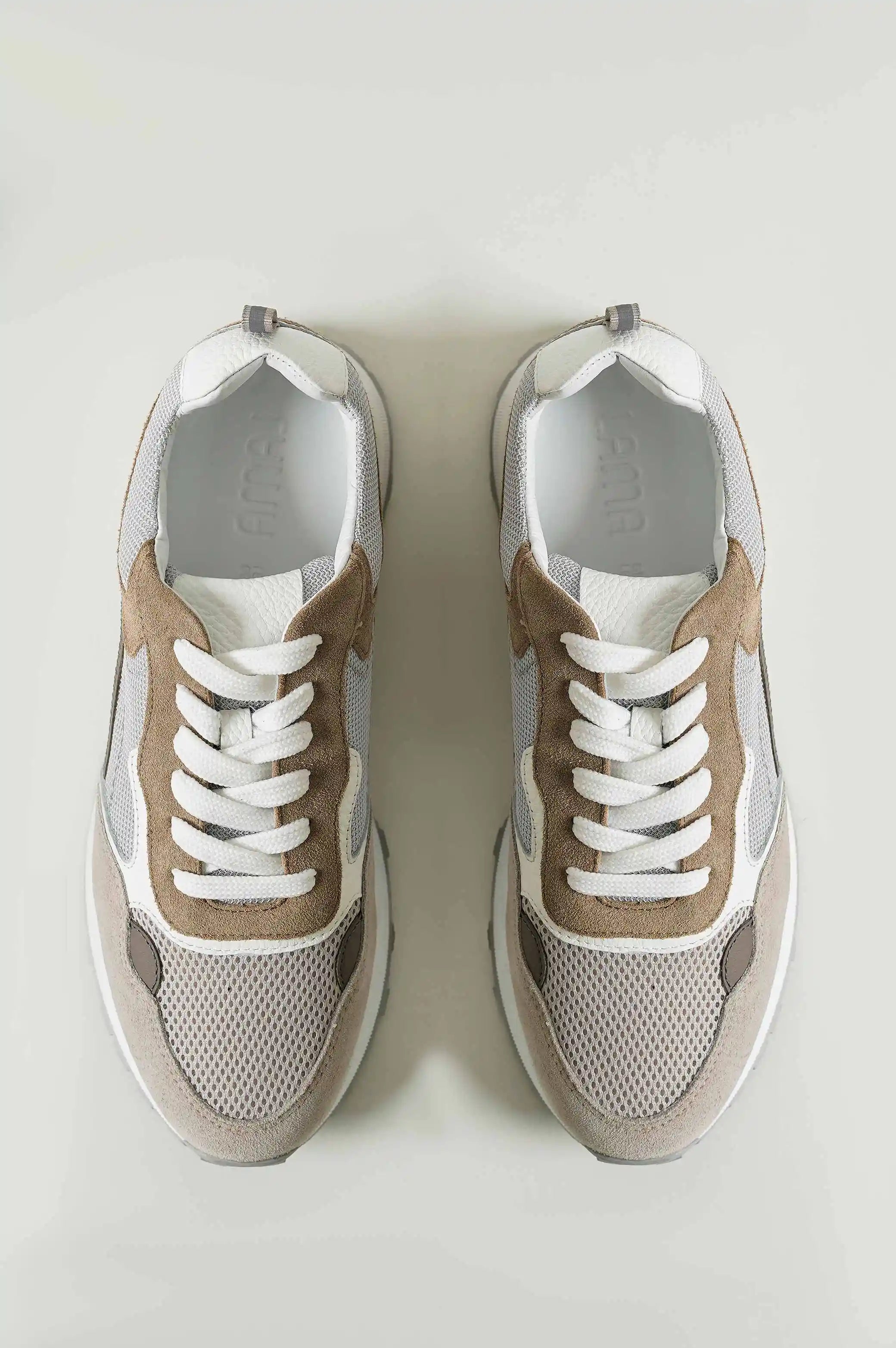 KHAKI COLORBLOCK LEATHER SNEAKERS