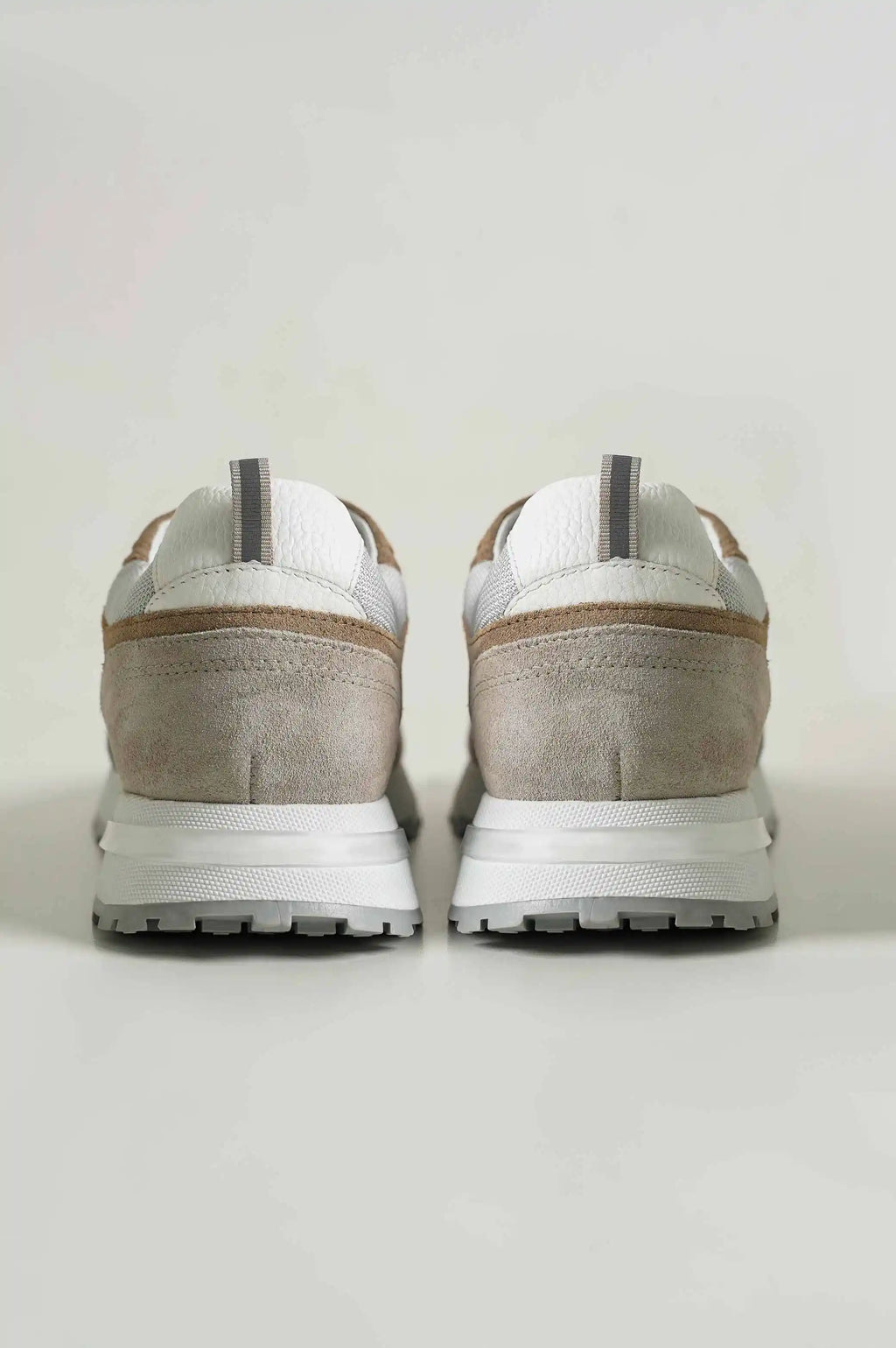 KHAKI COLORBLOCK LEATHER SNEAKERS