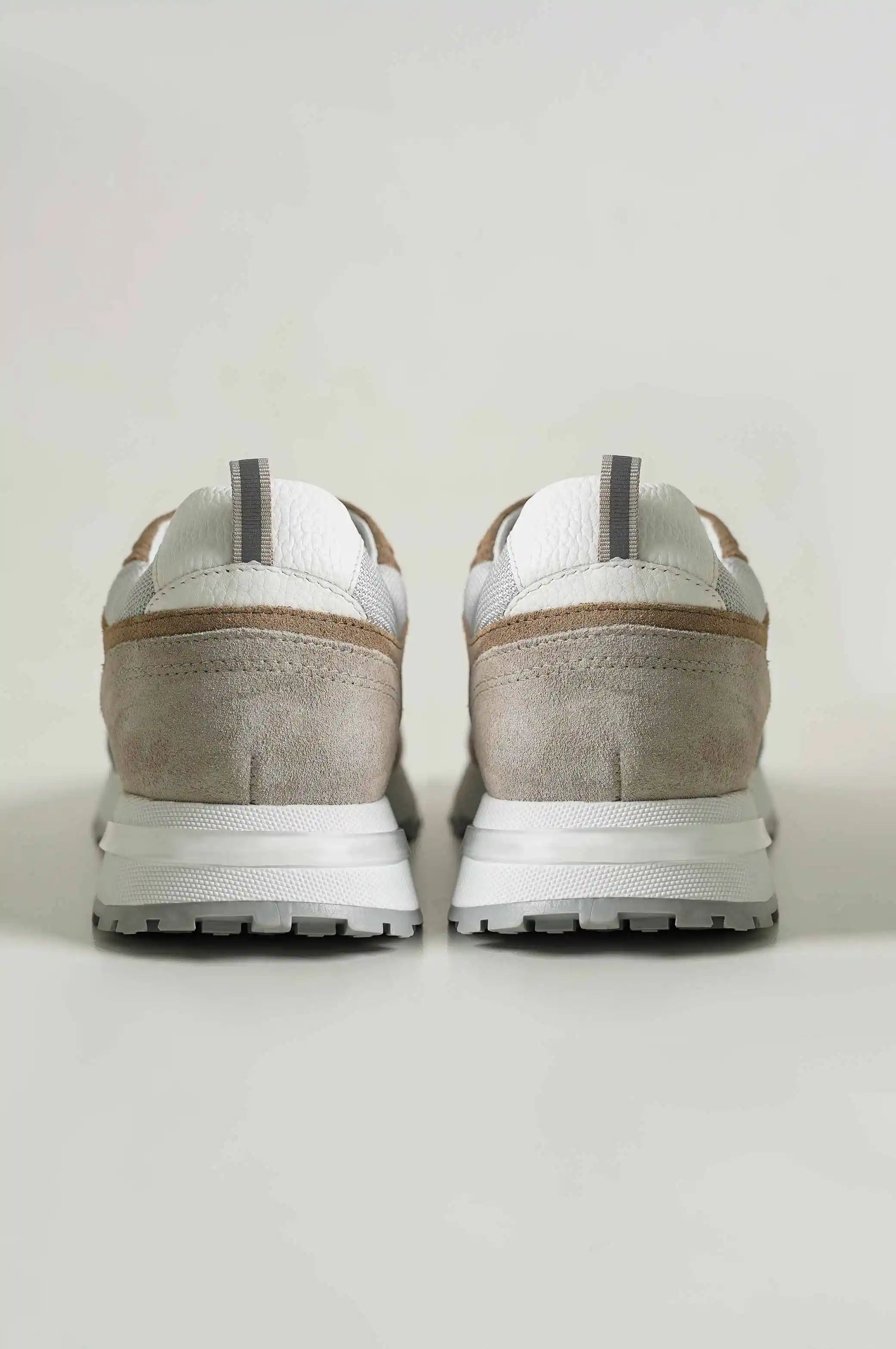 KHAKI COLORBLOCK LEATHER SNEAKERS