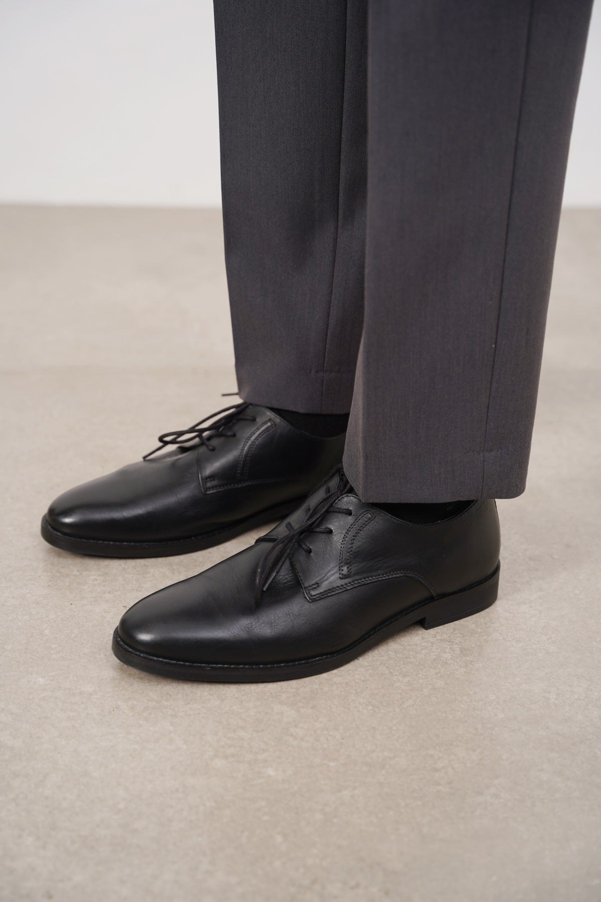 BLACK FORMAL LEATHER DERBY