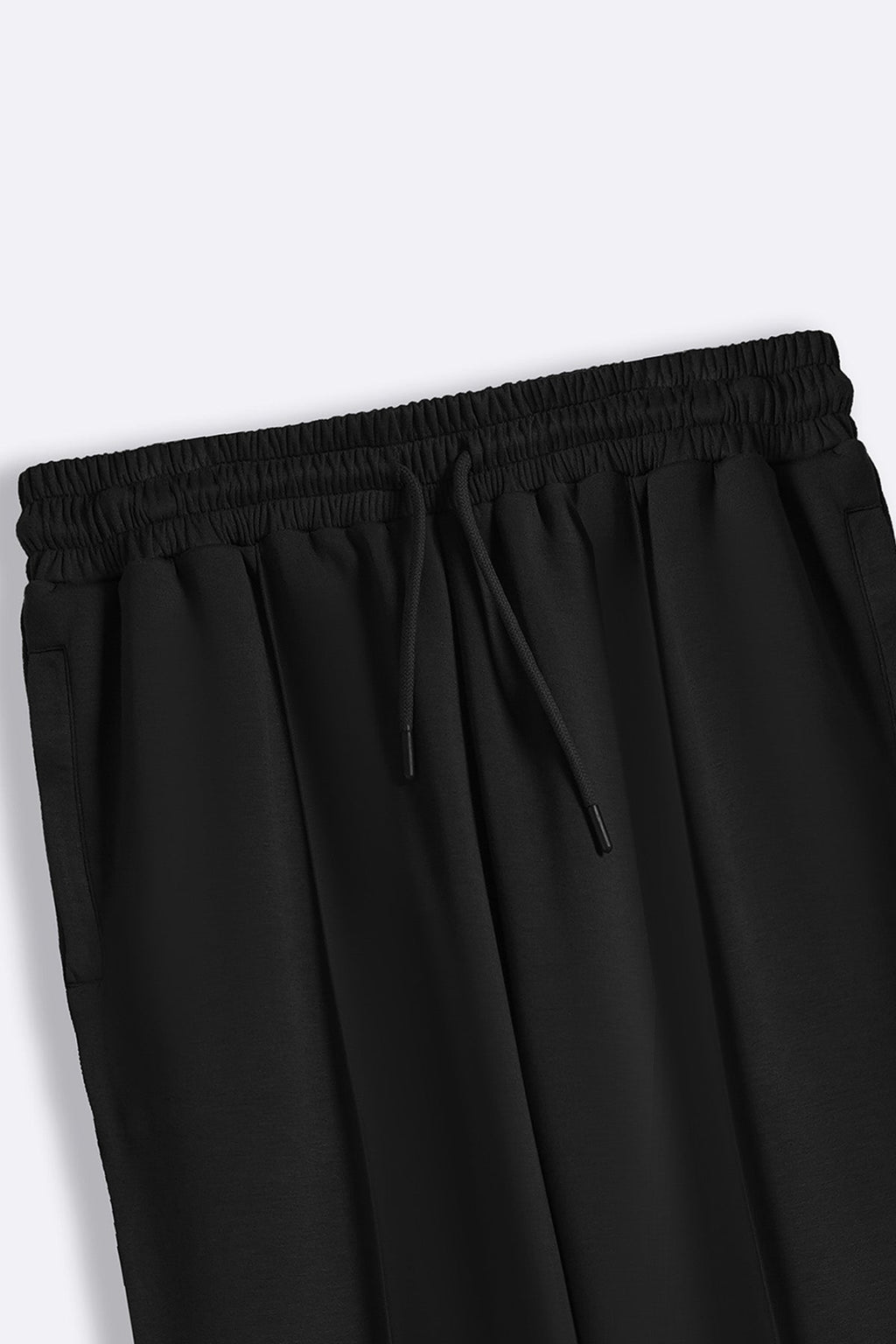 BLACK STRAIGHT KNITTED PANTS