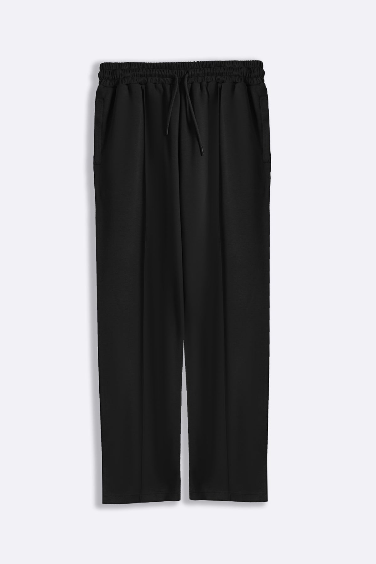 BLACK STRAIGHT KNITTED PANTS