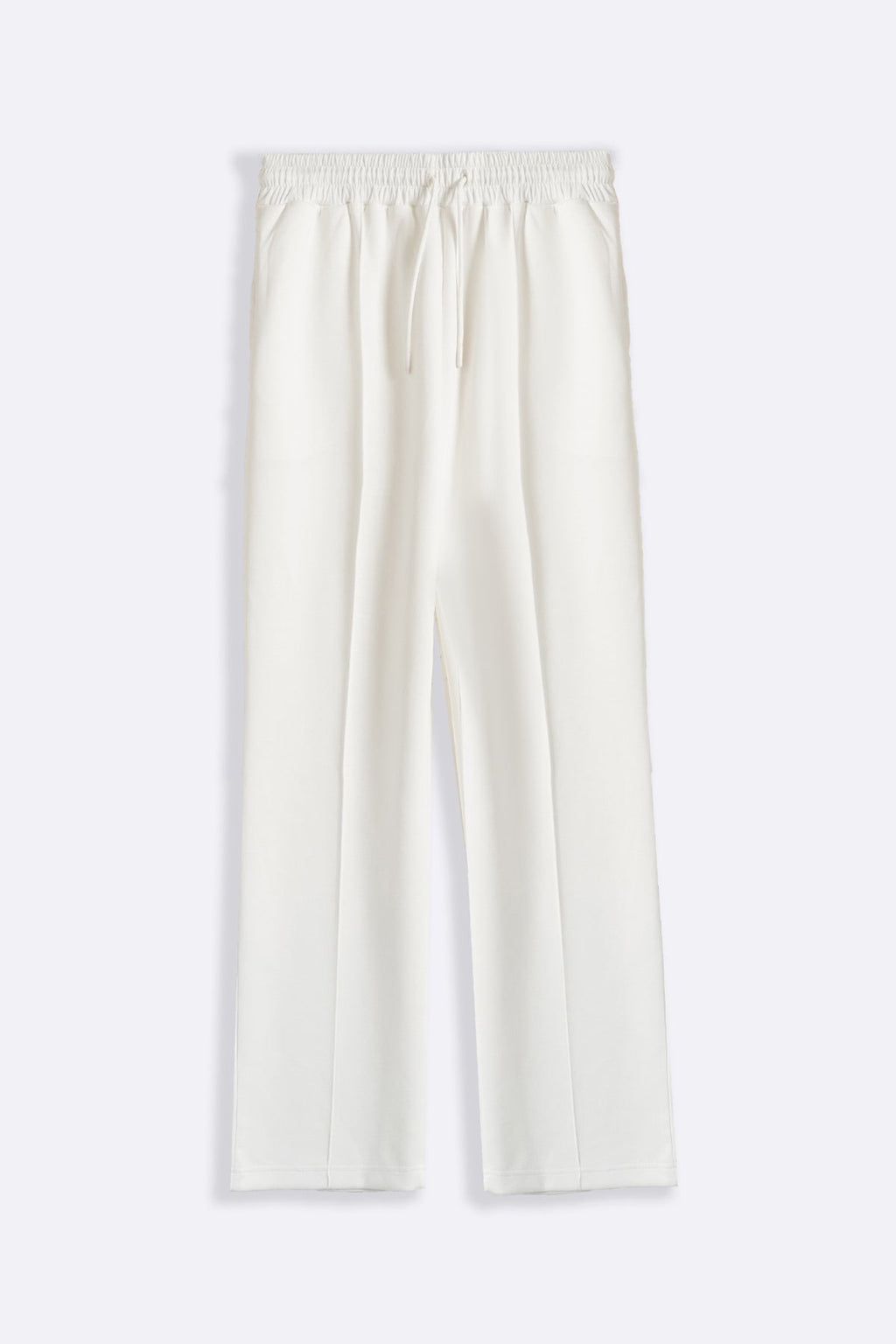WHITE STRAIGHT KNITTED PANTS