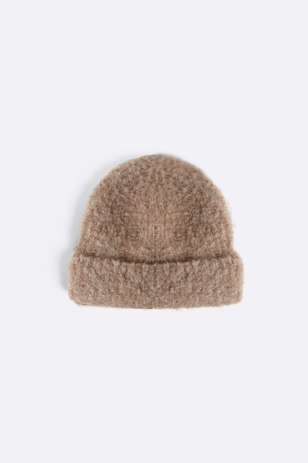 BEIGE FUZZY WOOL BEANIE